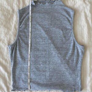 grey mock neck sleeveless top